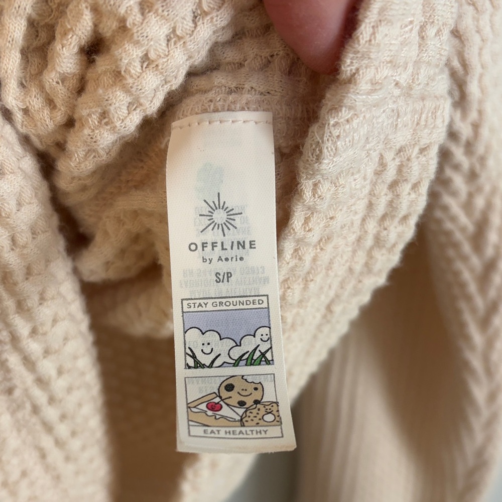 offline by Aerie: Women's Vanilla Cream Waffle Knit Sweater/top. Small. - Picture 3 of 8